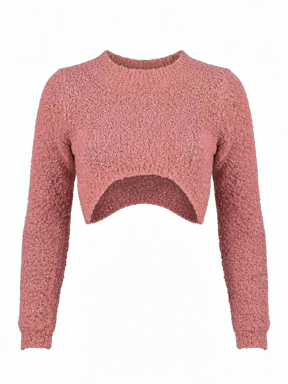 Cropped Crew Neck Sweater in Pink